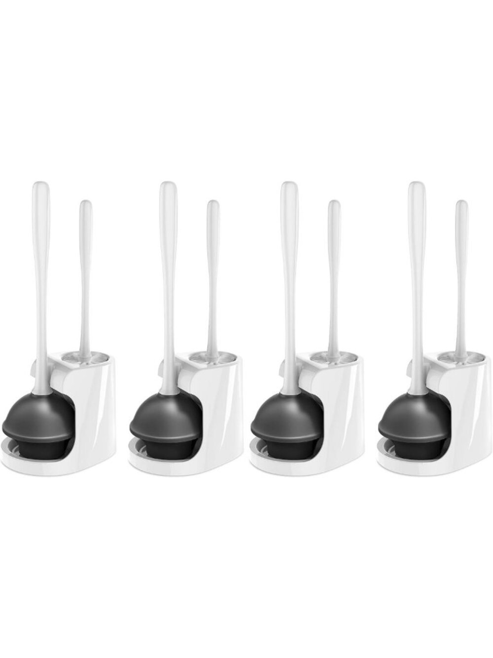 Toilet Plunger and Brush Set for Effective Bathroom Cleaning - 2 Pack, White